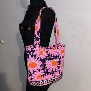 Floral Quilted Tote Bag in Pink & Orange